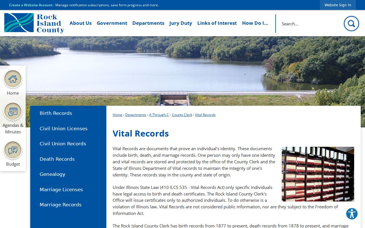 Rock Island County vital records access for East Moline families