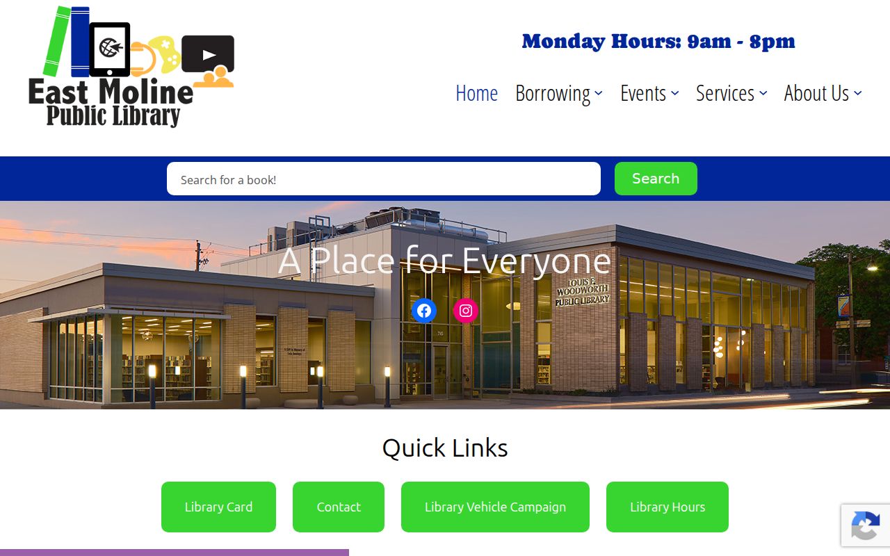 East Moline Public Library research services for block history