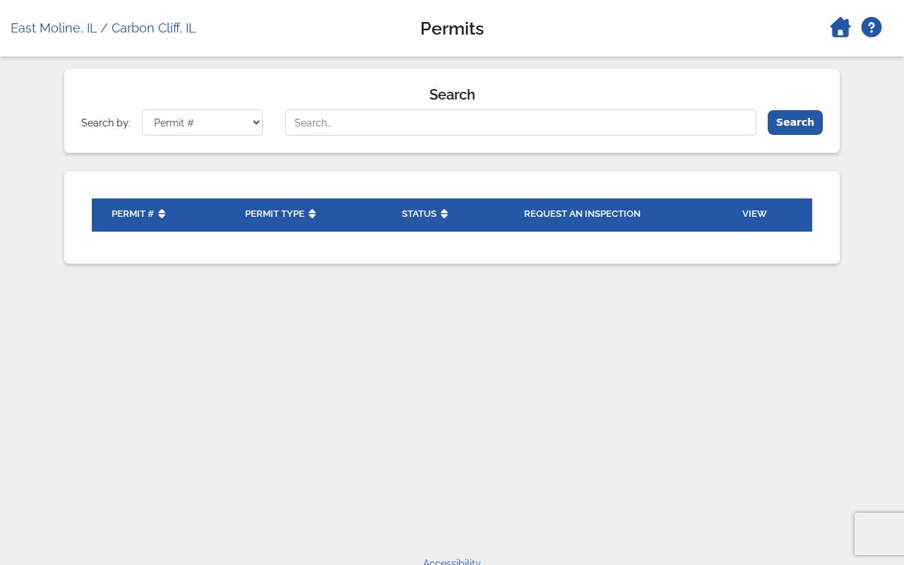 East Moline iWorQ existing permit search screen