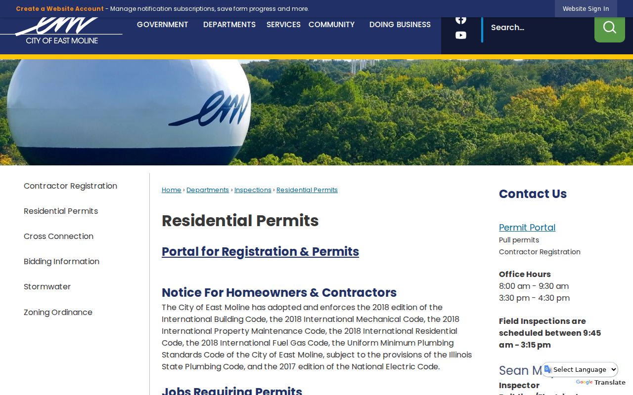 East Moline residential permit information for address-based research
