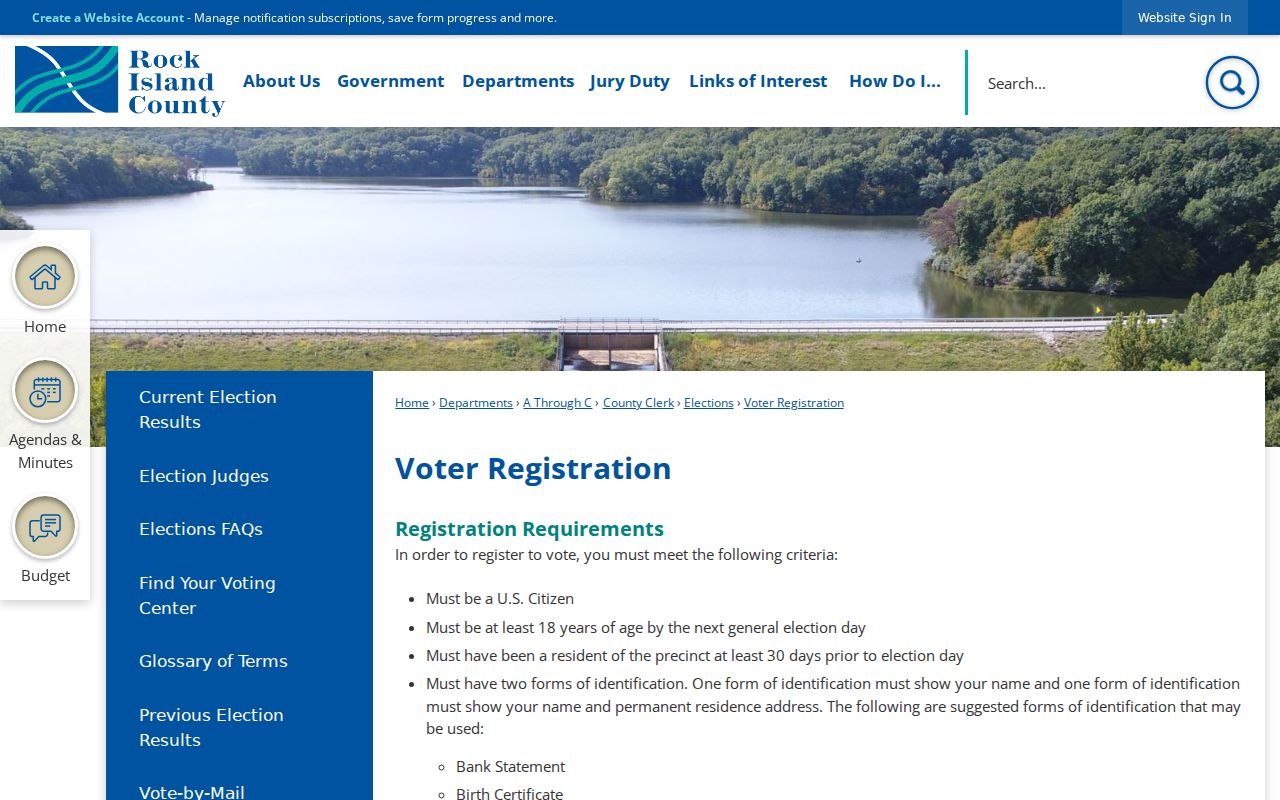 Rock Island County voter registration guidance used with an East Moline ZIP code